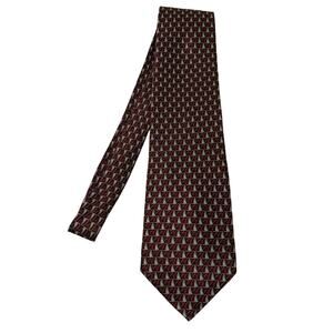 Valentino Cravatte 100% Silk Tie Geo V Print Formal Event Mens Burgundy Gold